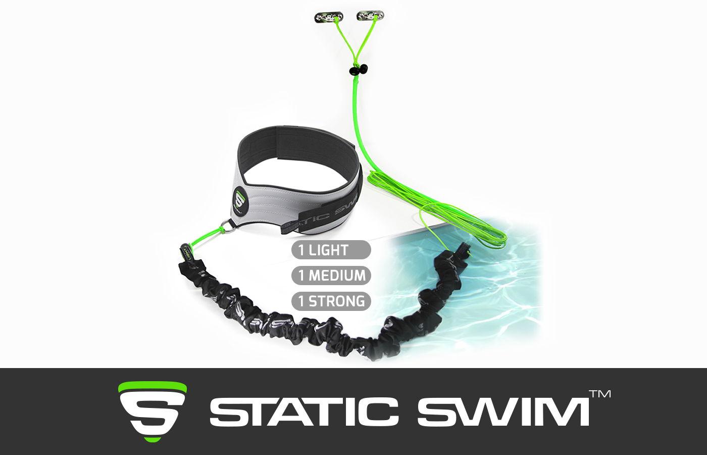 STATIC SWIM™'s swimming harness and resistance band with Wall fixing