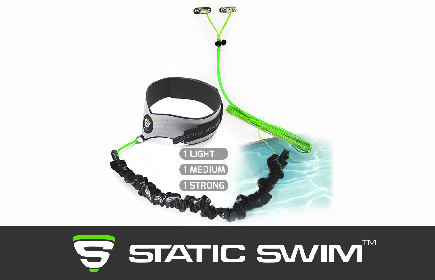 Ceinture et élastique de nage STATIC SWIM avec fixation murale